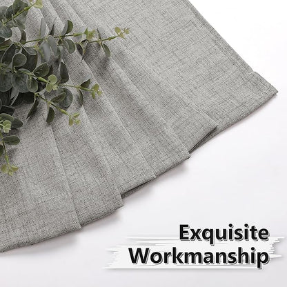Tollpiz Linen Curtain Bedroom Rod Pocket Semi Sheer Curtains Burlap Light Filtering Thick Linen Drape for Living Room, 54 x 63 inches Long, Silver Grey, Set of 2 Panels
