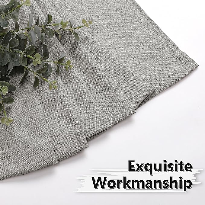 Tollpiz Short Linen Curtain Bedroom Rod Pocket Semi Sheer Curtains Burlap Light Filtering Thick Linen Drape for Living Room, 38 x 54 inches Long, Silver Grey, Set of 2 Panels