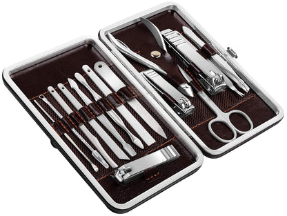 Utopia Care Nail Clippers Professional Nail Kit or Manicure Kit for Women and Men, Stocking Stuffers or Groomsmen Gifts 16Pcs Pedicure Set for Fingernail, Toenail Clippers with Travel Case