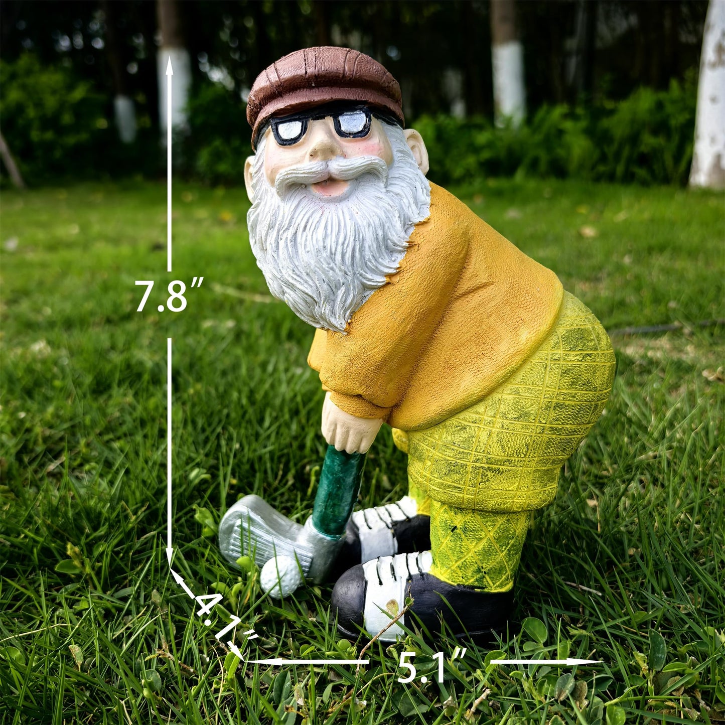 Ahbuohe Garden Golfing Gnome Statue Decorative, Adorable Flower Bed Decor Gnome Sculpture for Patio Lawn,Yard Patio Art Decor Dwarf Figurines Table Ornament