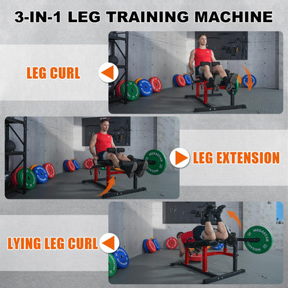 Leg Extension and Curl Machine, 3-in-1 Leg Machine with Adjustable Back, 800LB Capacity Leg Workout Equipment with Leg Holder for Small Spaces