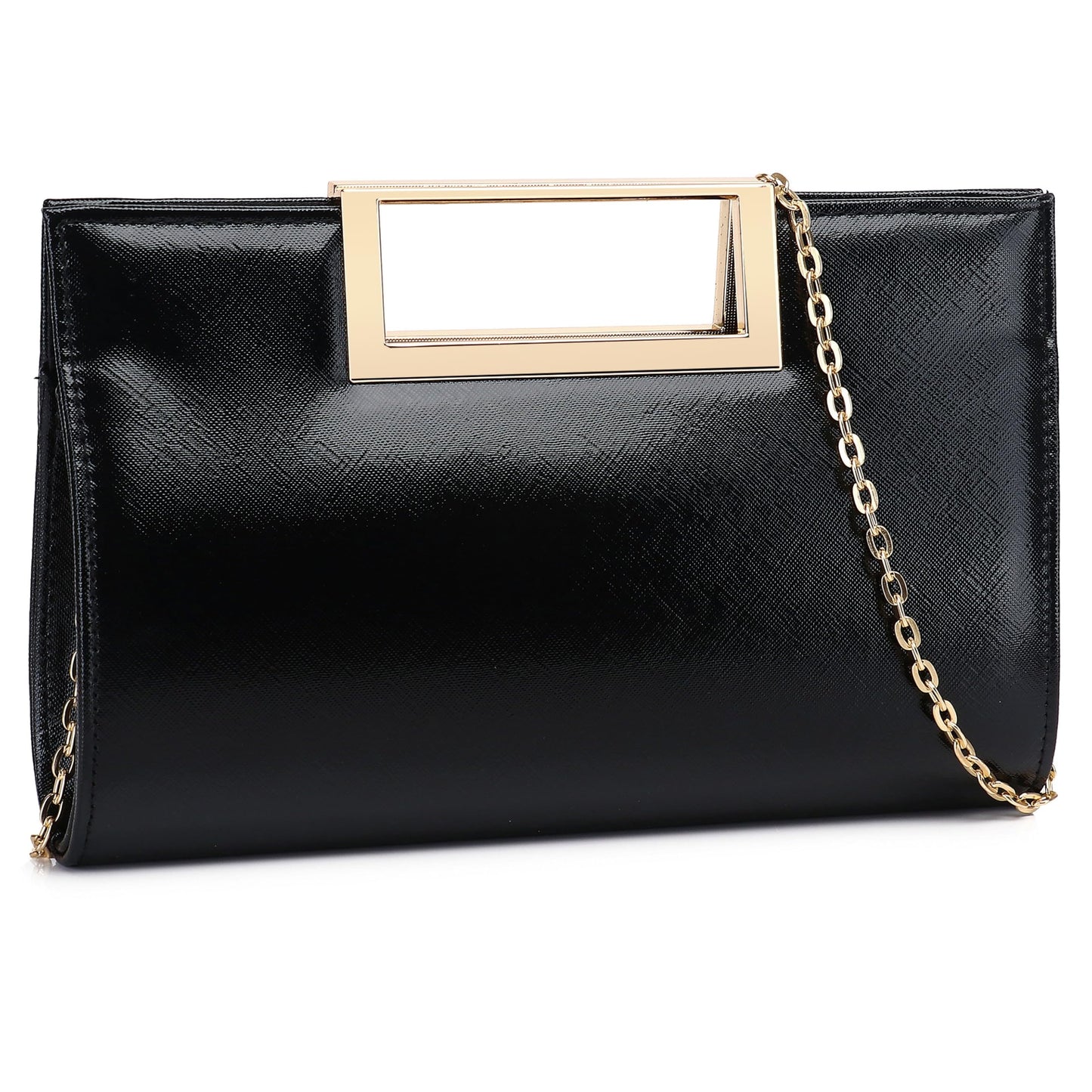 Gurina Evening Clutch Purses for Women Formal Party Clutch Bags Cocktail Prom Fashion PU Leather Shoulder Handbags (BO62 Black)