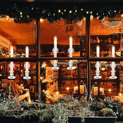 YAUNGEL Window Candles, 10 Pack LED Battery Operated Christmas Candles for Windows with Remote Electric Candle Lights with Removable Candle Holders Suction Cups for Christmas Decorations, Silver