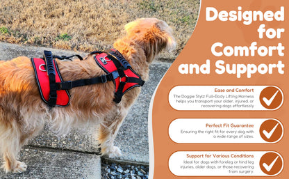 Doggie Stylz Multi-Functional Full-Body Lifting Dog Harness Vest, Designed for Front-Only, Rear-Only or Full-Body Lifting. Please Measure Your Dog Before Ordering.
