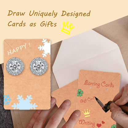 Earring Display Cards with 100 Pcs Earring Holder Cards 200 Pcs Earring Backs and 100 Jewelry Packaging for Earrings Necklace Jewelry Bags 3.5x2.4 Inches (Brown)