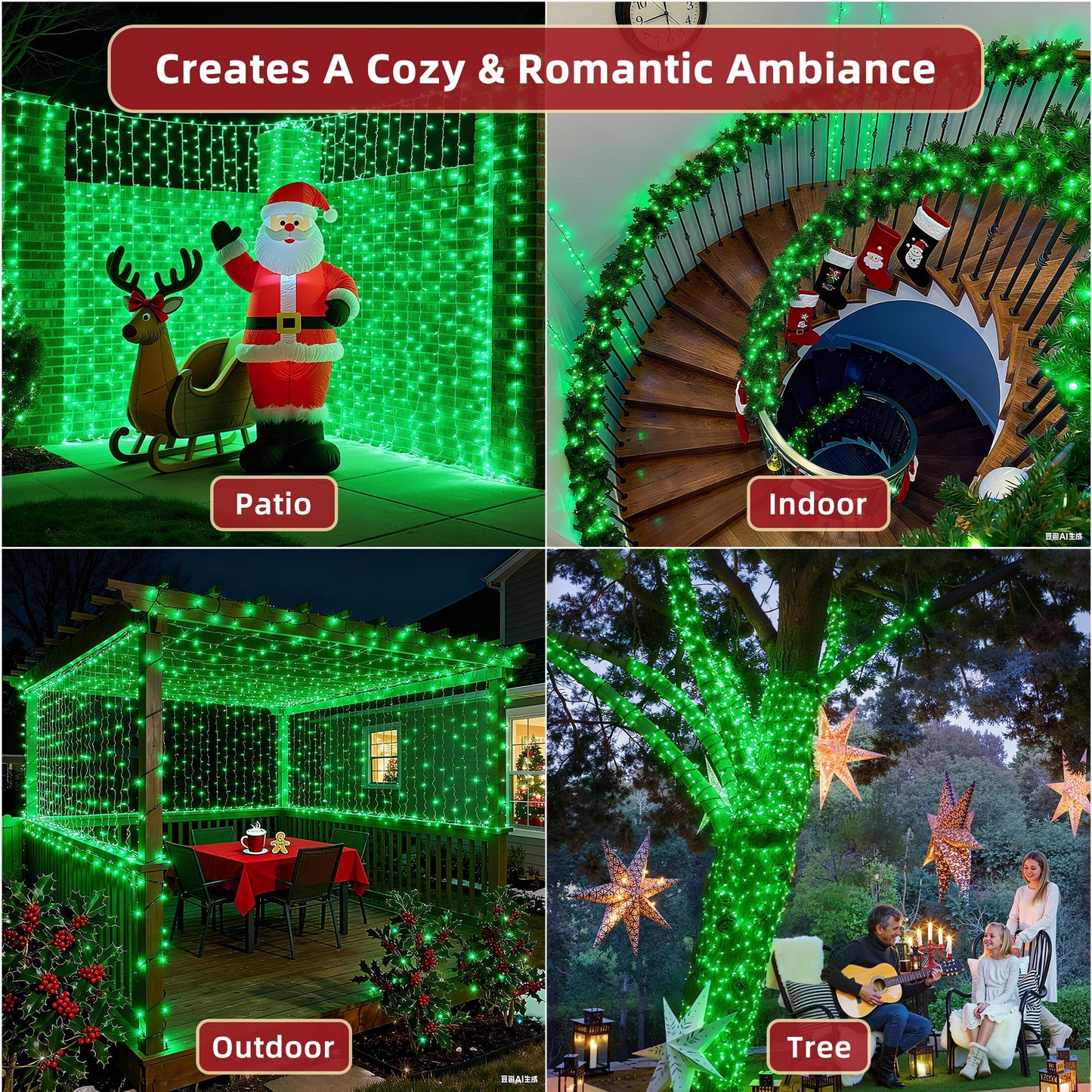 YHBJKCZ 240FT Christmas Lights Outdoor, 750 LED Christmas Tree Decoration Lights with 12 Modes & Timer Memory, Dimmable Plug in Waterproof LED Xmas Light for Yard Trees Wedding Party Holiday Green