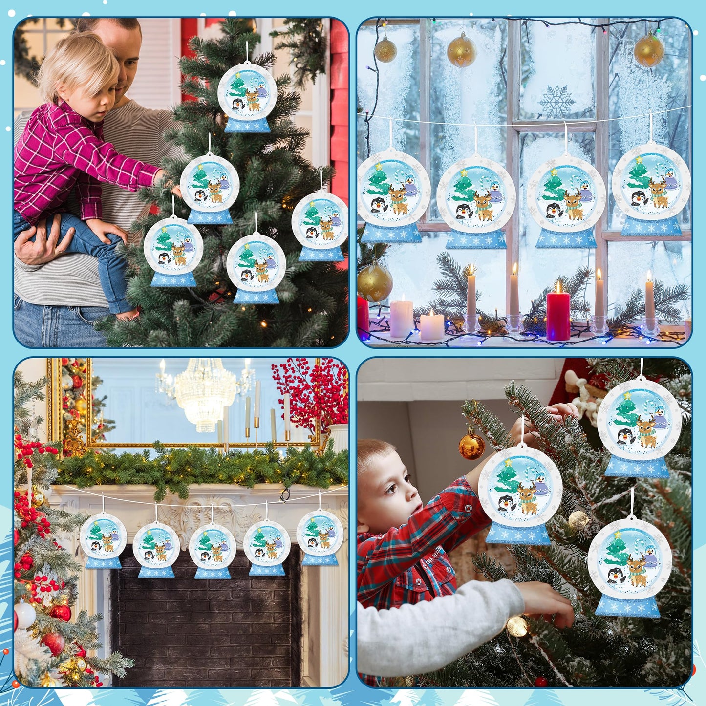 WATINC Christmas DIY Shaking Ornament Snow Globe Craft Kit, 20Pcs Winter Snowglobe Hanging Ornaments with Glitter Sequins Sugar Paper, Snowman Tress Hanging Craft Decor for School (Winter Snowflakes)