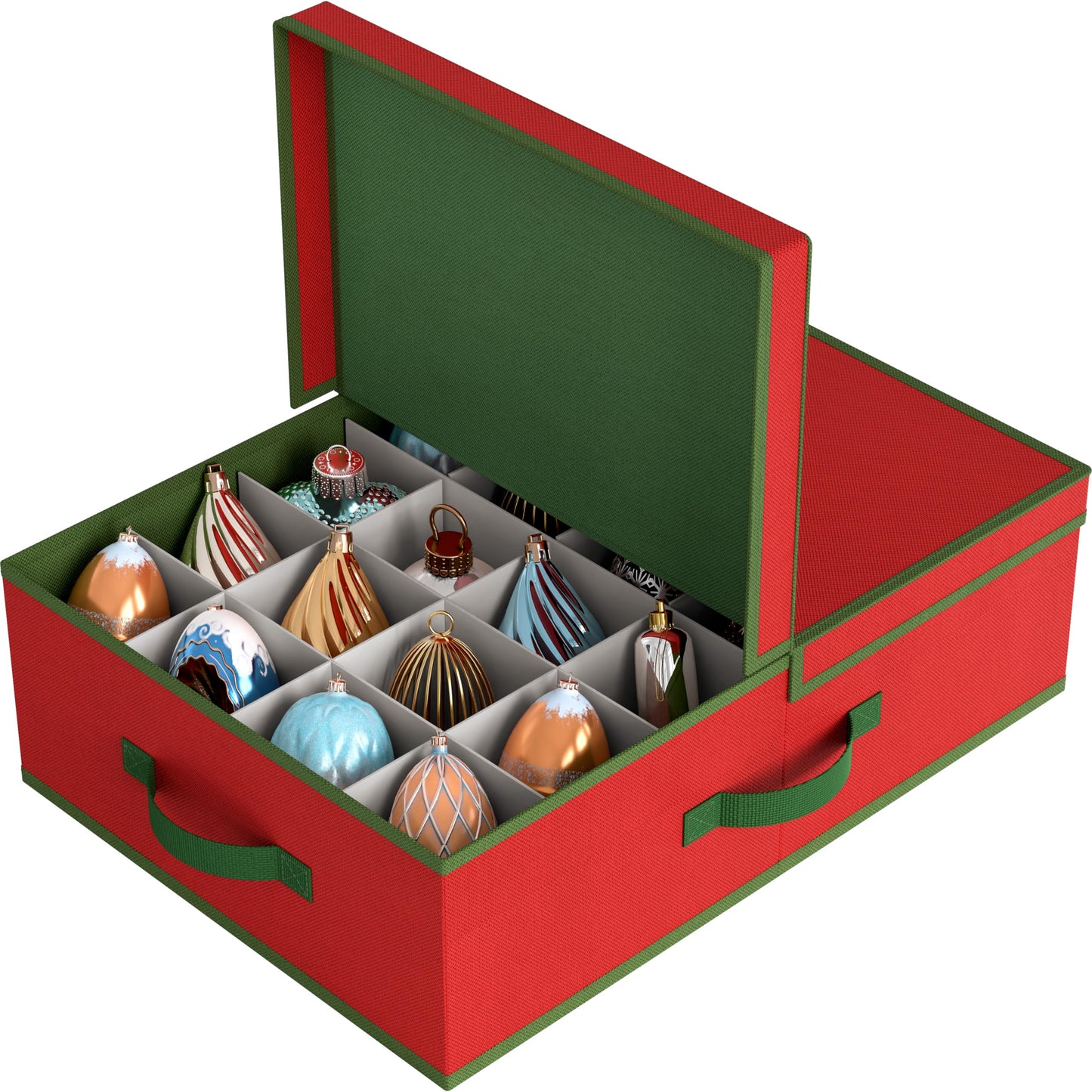 Simple Houseware Heavy-Duty Christmas Ornament Storage Bin for Oversized & Tall Finials, Fits 3.5 in Balls, Underbed Low Profile