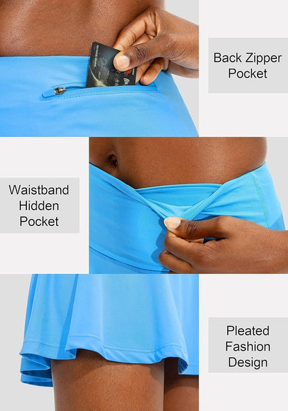 SANTINY Pleated Tennis Skirt for Women - High Waisted Athletic Golf Skorts with 4 Pockets | Perfect for Running & Casual Wear