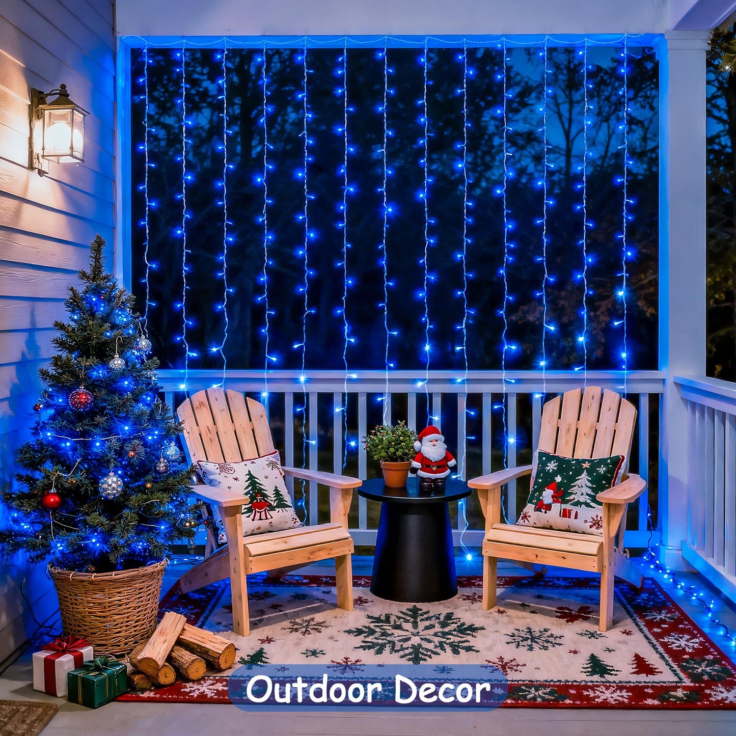 JMEXSUSS 300LED Blue Curtain Lights, Christmas Lights with Remote, Hanging String Lights for Bedroom Wall Window Backdrop Garden Indoor Outdoor Patio Yard Decorations, 9.8x9.8ft