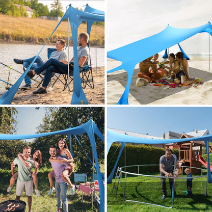 VIONMI Beach Canopy Beach Tent Pop Up Shade 10x10ft Sun Shelter UPF50+ with 8 Sandbags-2 Sand Shovel-4 Aluminum Poles-Ground Pegs-Portable Carrying Bag for Outdoor Family Camping Fishing Yard Picnic