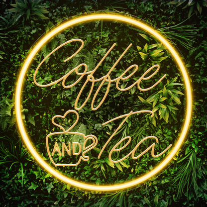 Kavaas Coffee and Tea Neon Signs 11.8"x 11.8", 3D Carved Coffee Neon Sign for Cafe Station, Tea Bar, Kitchen Decoration - Best Gifts for Birthday, Housewarming, Christmas
