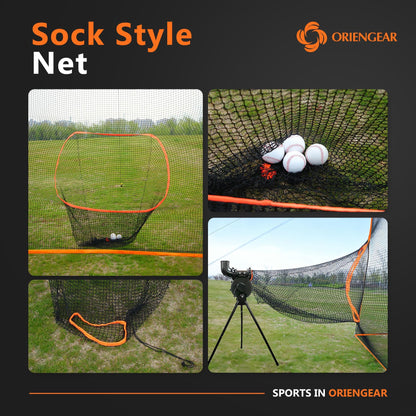 Baseball Batting Cage 30ft for Backyard, Baseball Training Equipment Netting Cages, Golf Softball Baseball Nets for Batting with Frame and Net, Hitting and Pitching Practice, Orange