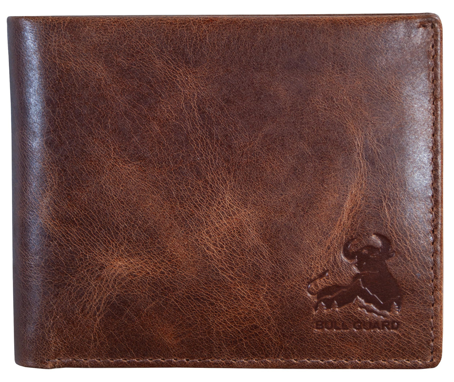 BULL GUARD Mens RFID Blocking Bifold Wallet Soft Genuine Leather Brown Western | Secure and Durable Extra Capacity Billfold with 11 Credit Cards, Flip Up ID