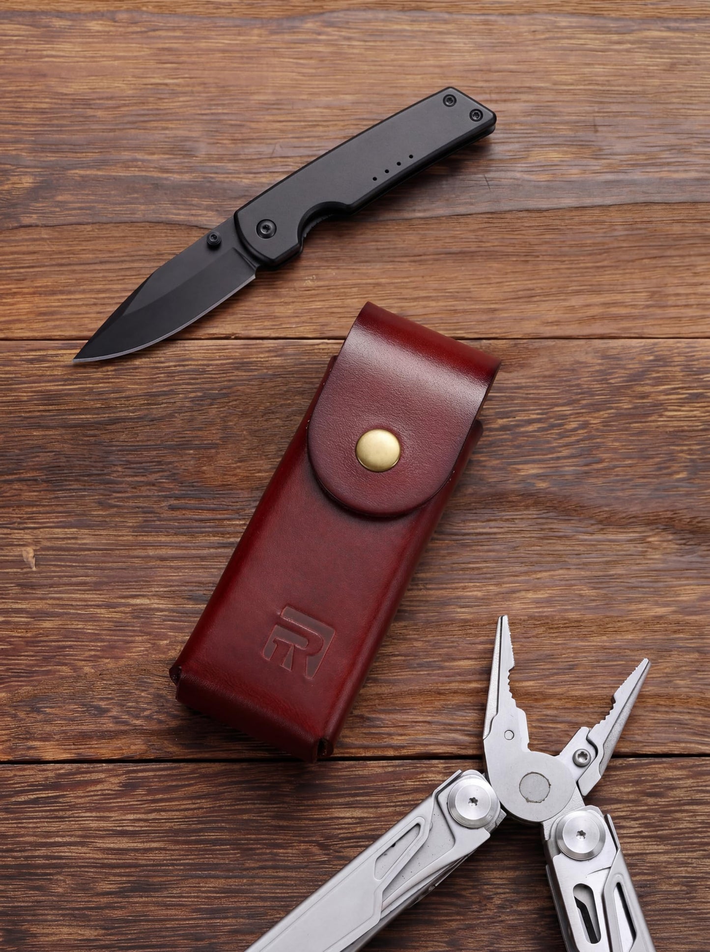 Leather Multitool Sheath Compatible with Leatherman Wave and Wave Plus Ultra Durable Full Grain Leather Tool Multi Tool Holster for Belt Solid Rivets - Belt Accessories for Men (BROWN, MEDIUM)