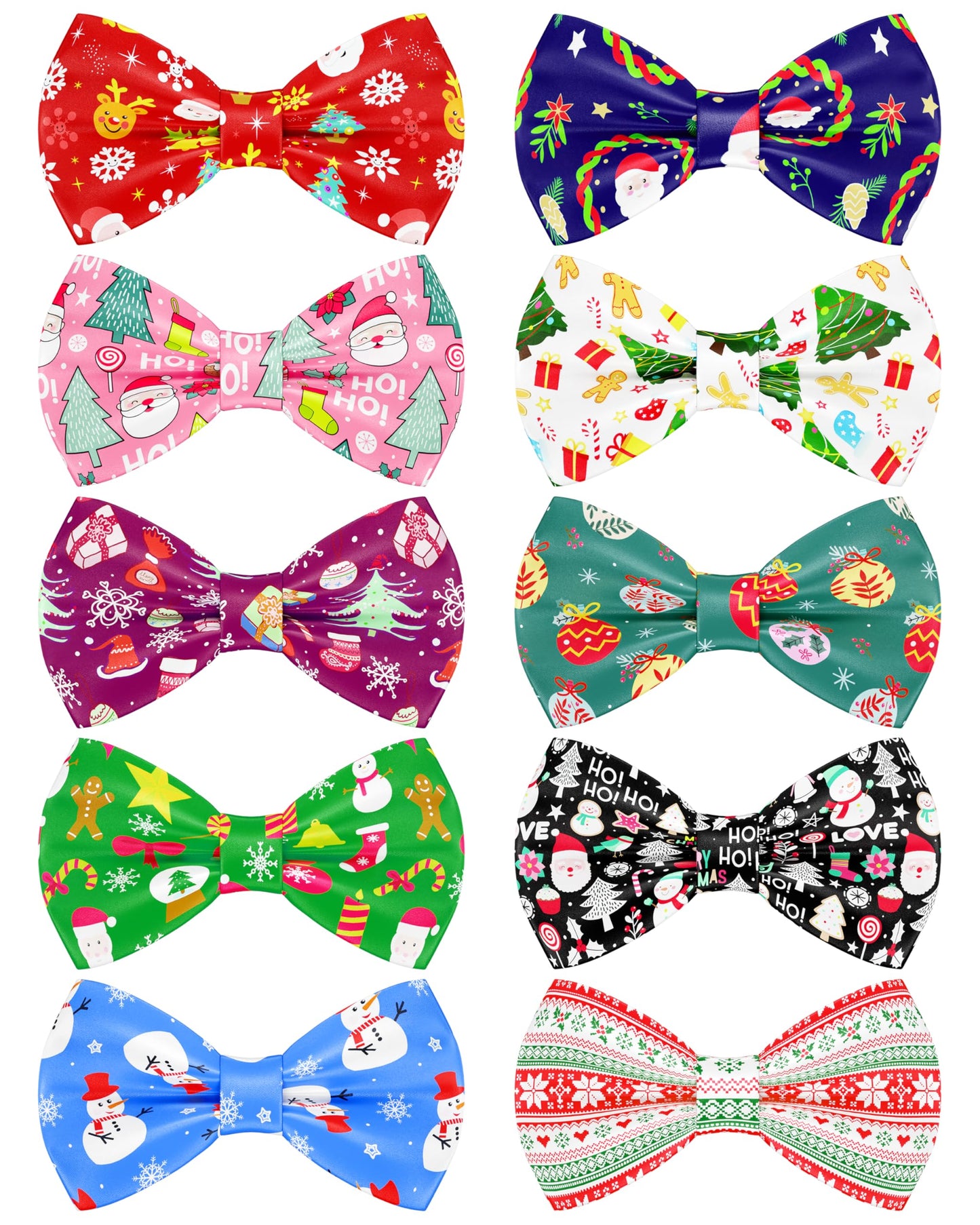 PET SHOW 10 Pack Christmas Big Dog Bow Ties for Large Medium Dogs Sliding Collar Attachments Xmas Tree Bowties Santa Bowknots Holiday Party Pet Grooming Accessories(Large)