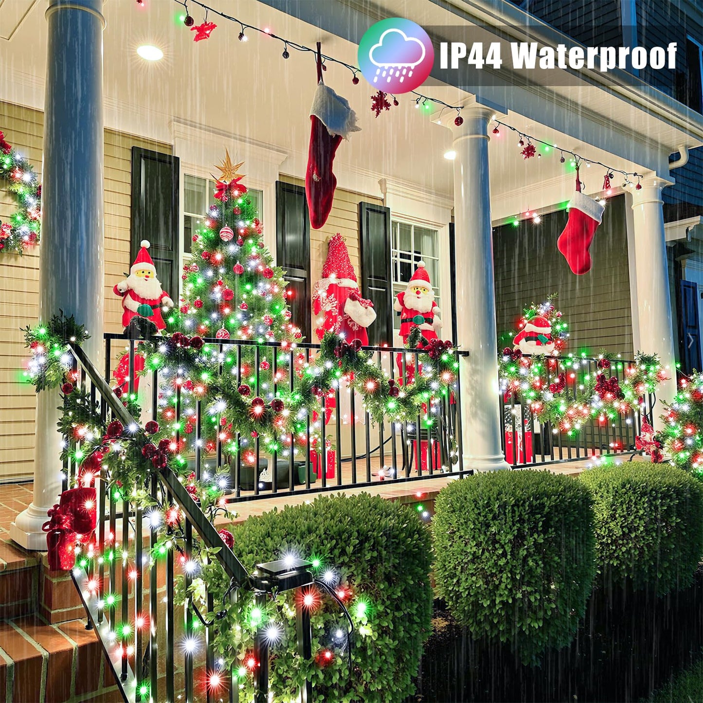 300 LED Christmas Lights Outdoor Indoor 100FT String Lights Indoor Clear Wire 8 Modes Plug in Twinkle Fairy Lights for Bedroom Christmas Tree Party Decorations, Red White&Green
