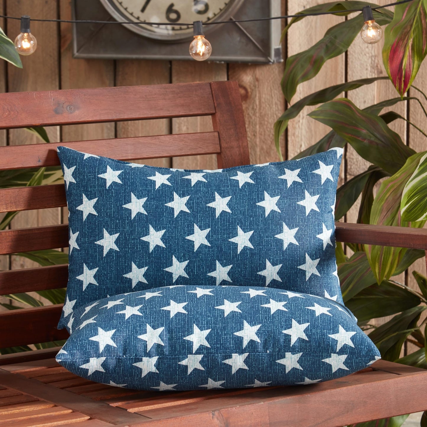 Greendale Home Fashions 2-Pack Outdoor 19x12 inch Rectangle Decorative Throw Pillow, Stars