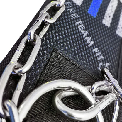 Fire Team Fit Weight Belt with Chain, Dip Belt for Weighted Pull Ups and Dips Blueline, Small (for Waist 40 Inches or Less)