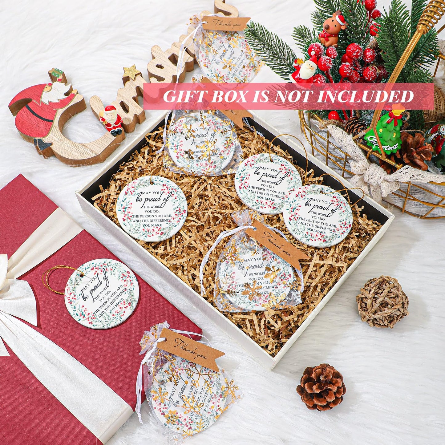 Suzile Employee Christmas Ornaments Coworker Thank You Gifts Bulk May You Be Proud Ornament Keepsake Ceramic Hanging Plaque Xmas Appreciation Gifts for Teacher Volunteer(16 Sets,May You)