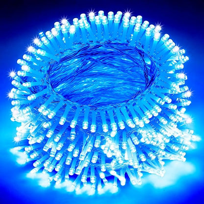 JOYIN 66FT Connectable Christmas String Lights Clear Wire, 8 Modes 200 LED Twinkle Fairy Lights for Indoor Outdoor, Christmas Tree, Classroom, Bedroom, Yard, Patio, Party Decor (Blue)