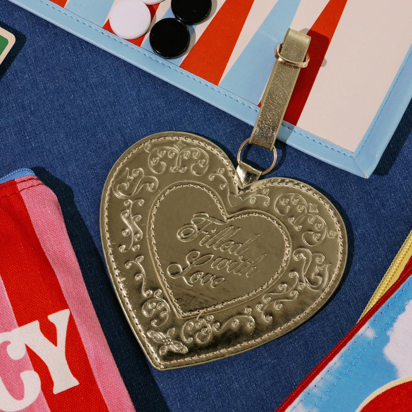 ban.do Getaway Suitcase Tag Set of 2 for Travel, Novelty Shaped Durable Vegan Leather Luggage Identifier (Lockets)