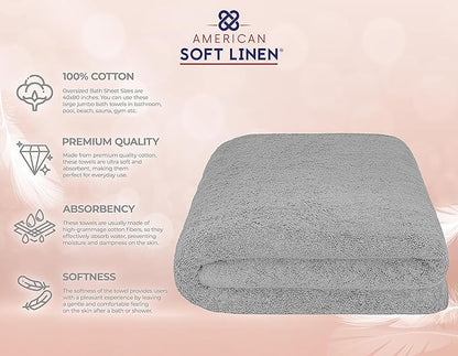 American Soft Linen 100% Cotton 600 GSM Turkish 40x80 Oversized Bath Towel Sheet