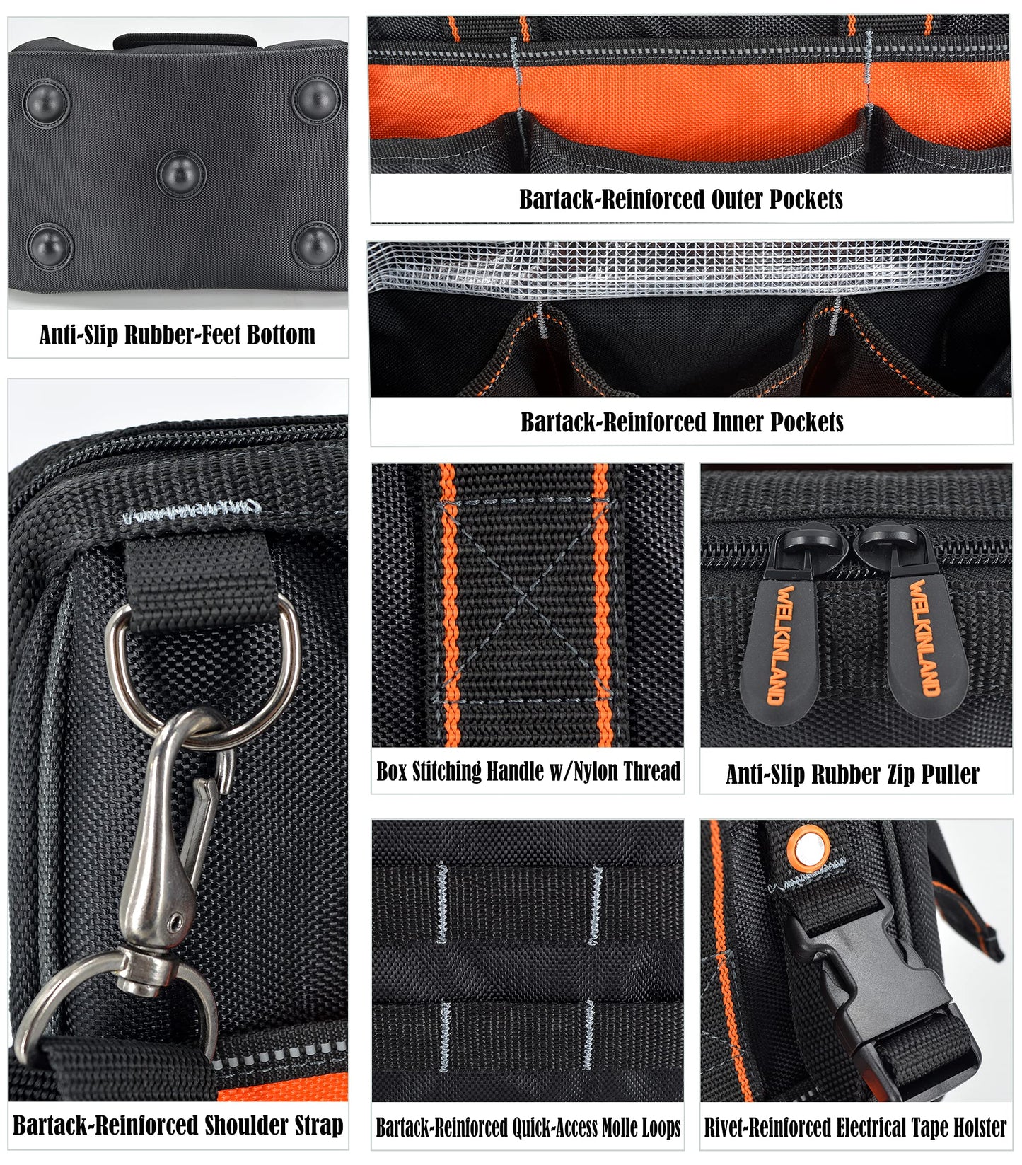 WELKINLAND 13-Inch Small Tool Carrier, Electrician's Organizer, HVAC Tech's Bag, Men's Drill Bag