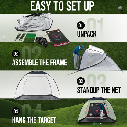 Golf Net – 10x7 ft Practice Net for Backyard Driving, Indoor Hitting Net with Mat, A Great Gift for Golfers or Dad – Golf Training Aid