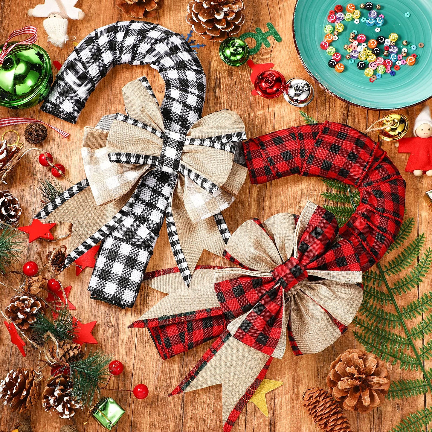 6 Pieces Christmas Candy Cane Shaped Wire Wreath Frame Holiday Metal Wire Flower Wreath J Letter Rings for DIY Christmas New Year Valentines Party Decoration (16 Inches)