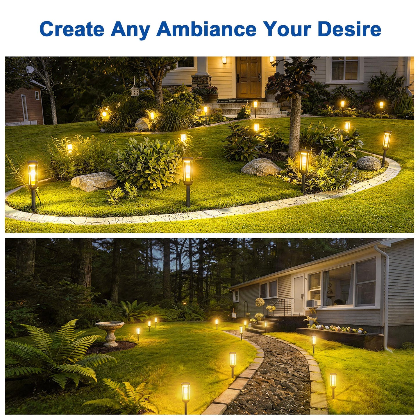 JEJOT Solar Pathway Lights Outdoor Waterproof IP65, 8 Pack Warm White Solar Walkway Lights, Auto On/Off Outdoor Light for Lawn Garden Patio Driveway Decor Landscape Lighting