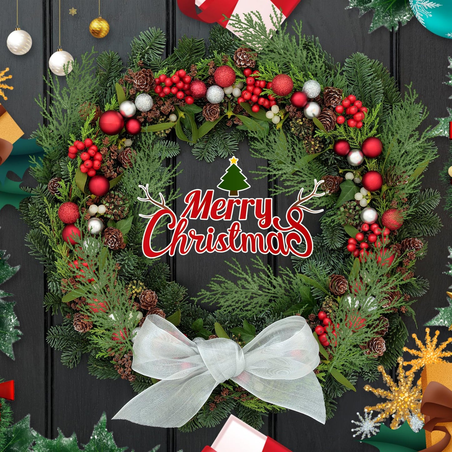 Ledoira Artificial Pine Branches Christmas Faux Cedar Stems Cedar Pine Picks Branches,Green Cedar Sprigs Christmas Greenery Pine Picks for Wreath Craft DIY Winter Home Decorations,40PCS