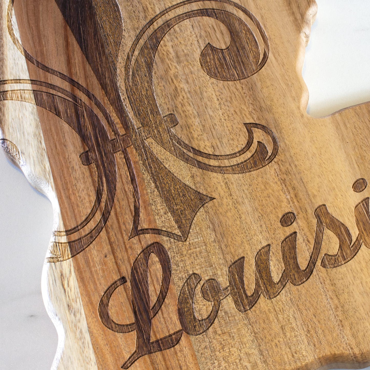 Totally Bamboo Rock & Branch Origins Series Louisiana State Shaped Cutting Board and Charcuterie Serving Tray, Includes Hang Tie for Wall Display