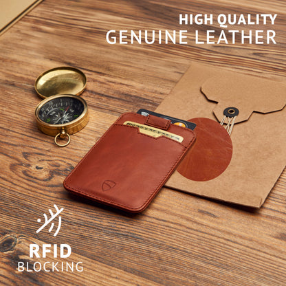 Vaultskin CHELSEA Mens RFID Blocking Slim Leather Card Wallet - Minimalist Front Pocket Cardholder in Cognac