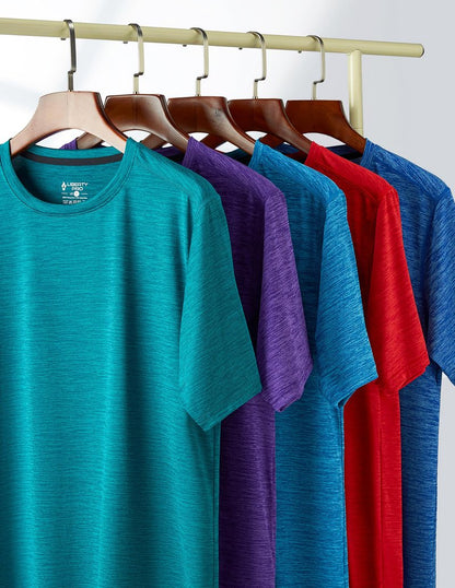 5 Pack Men’s Active Quick Dry Crew Neck T Shirts | Athletic Running Gym Workout Short Sleeve Tee Tops Bulk (Set 9, 4X-Large)