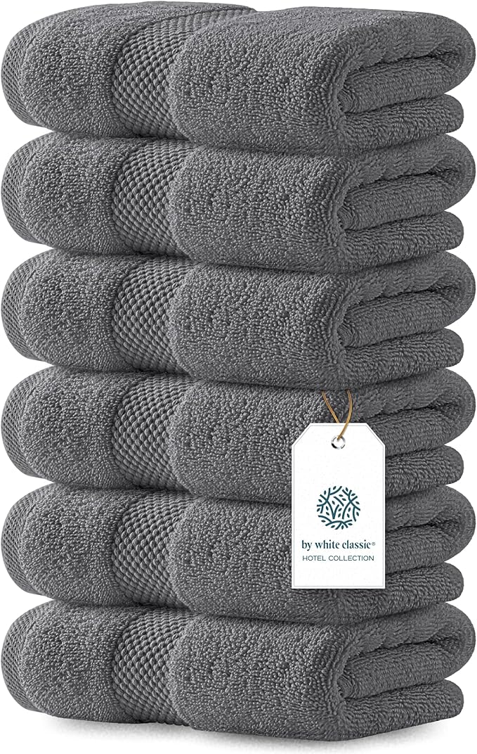 White Classic Luxury Dark Gray Hand Towels