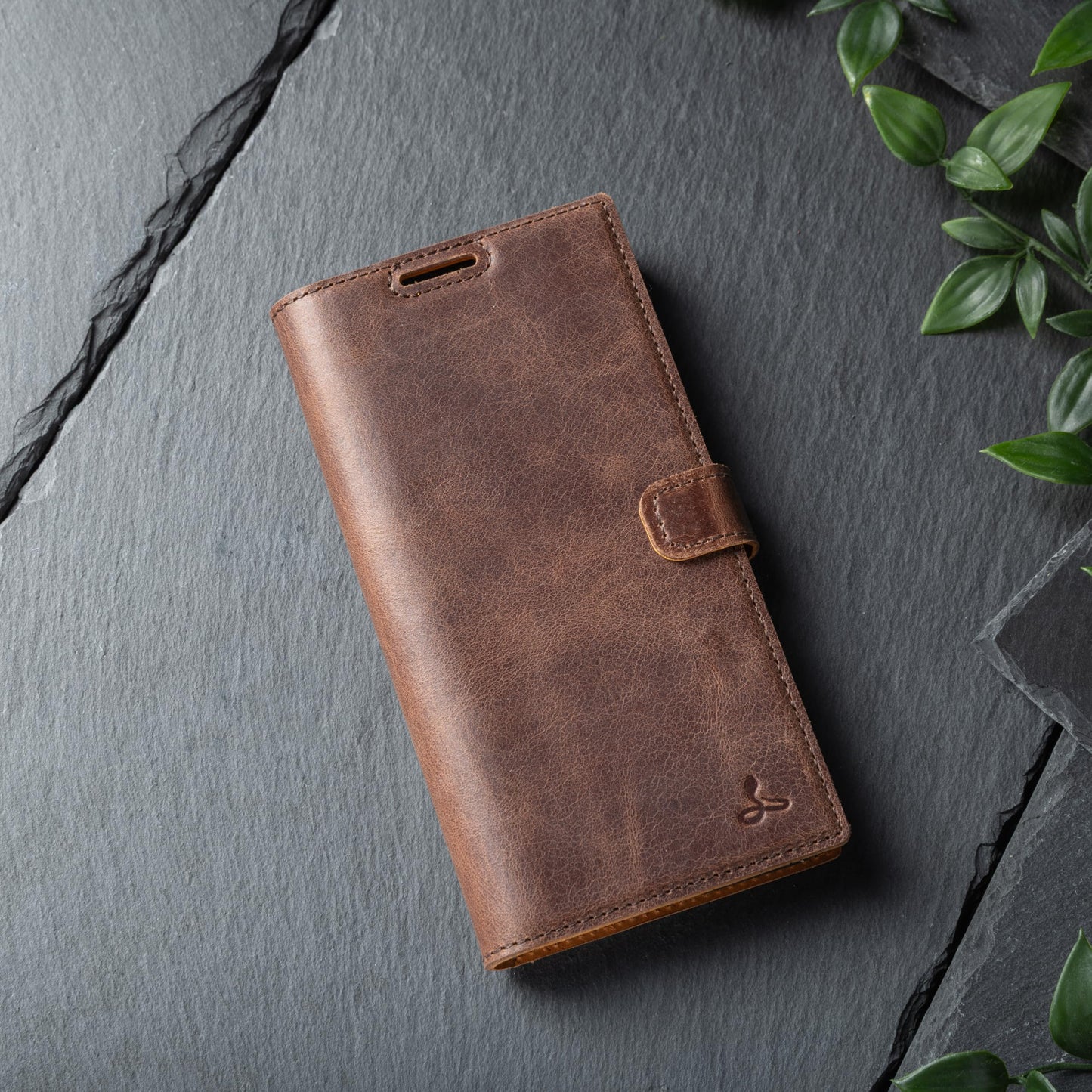 Snakehive Genuine Leather Wallet Case for Samsung Galaxy S26 Ultra – Flip Cover with Card Slots & Stand (Brown)