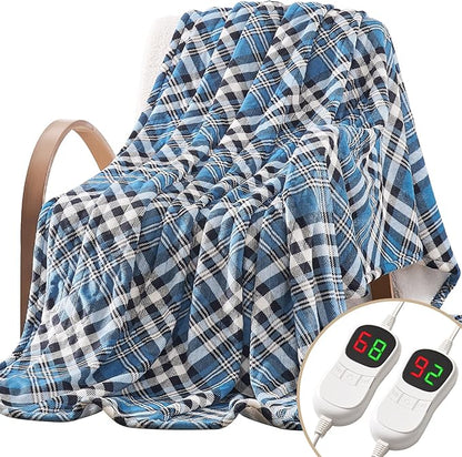 Homemate Electric Blanket Heated Queen Size - 84“x90“ Ultra Soft Cozy Flannel Heating Blanket with 10 Fast Heat Levels 8 Hours Auto Off Over-Heated Protection ETL Certification Keep Warm in Home