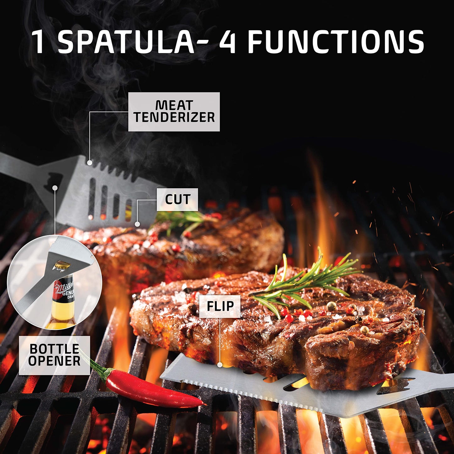 Kaluns Grilling Accessories, Dad Gifts for Fathers Day, Grilling Gifts, Heavy Duty Stainless Steel BBQ Tool Set for Outdoor Grill with Aluminum Case and Apron, Birthday Gifts for Men Women