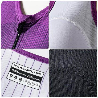 MY KILOMETRE Women's Triathlon Suit | One-Piece Padded Tri Suit with UPF 50+ Quick Dry for Triathlon Racing & Training (Purple XX-Large)