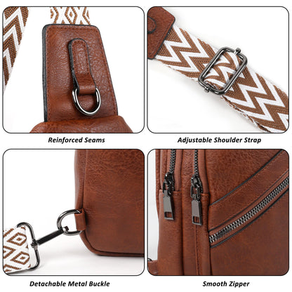 TANTOMI Sling Bag Crossbody Bags for Women Leather Cross Body Bag Trendy Fanny Pack Chest Travel Purse with Adjustable Strap
