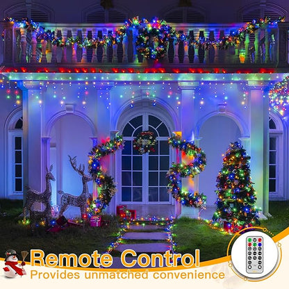 Ollny Icicle Lights for Outside 1000LED 82FT, Color Changing Christmas Light with Remote 11 Modes Timers Waterproof, Plug in Dimmable Hanging Lights for Outdoor Indoor House Roof Holiday