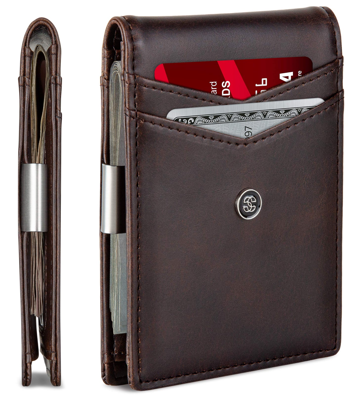 Suavell Slim Wallets for Men. Minimalist Bifold Wallet With Money Clip & ID Window. RFID Blocking Credit Card Holder Front Pocket Wallet, Gifts For Men - Husband Father On Birthday Anniversary.