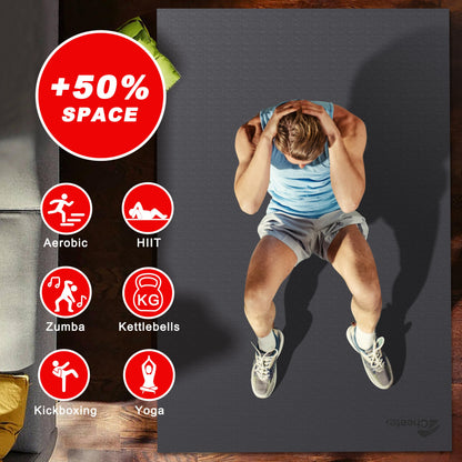 Cheete Extra Large Exercise Mat 6'x4'/7'x5'/6'x8'/6'x9'/6'x10'/6'x12'（7mm）, Gym Flooring for Home Gym,Thick Exercise Mats for Home Workout,Non-Slip,Extra Durable,High-Density Gym Mats for Jump Rope,Cardio