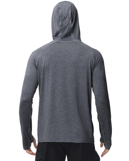 Roadbox Mens UPF 50+ Fishing Shirts - Long Sleeve UV Sun Protection Hoodie Outdoor Hiking Shirts for Sports Running