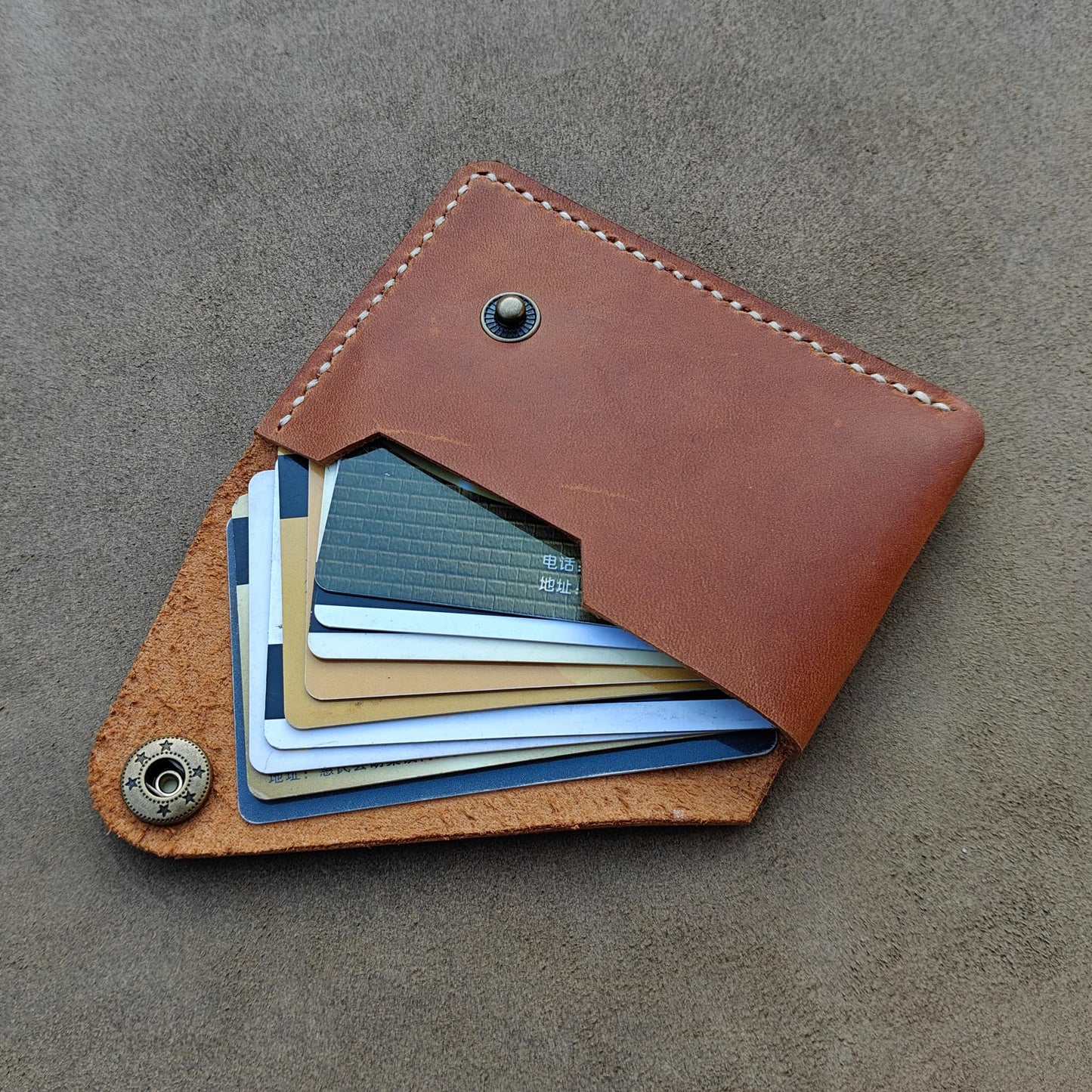Handmade Leather Business Card Holder, Credit Card Wallet for Men and Women (Brown)