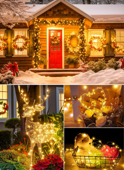 Minetom Fairy Lights Battery Operated with Remote, 66Ft 200 LED Waterproof String Lights Indoor Outdoor, Starry Twinkle Light for Christmas Home Bedroom Wedding DIY Centerpiece Decor