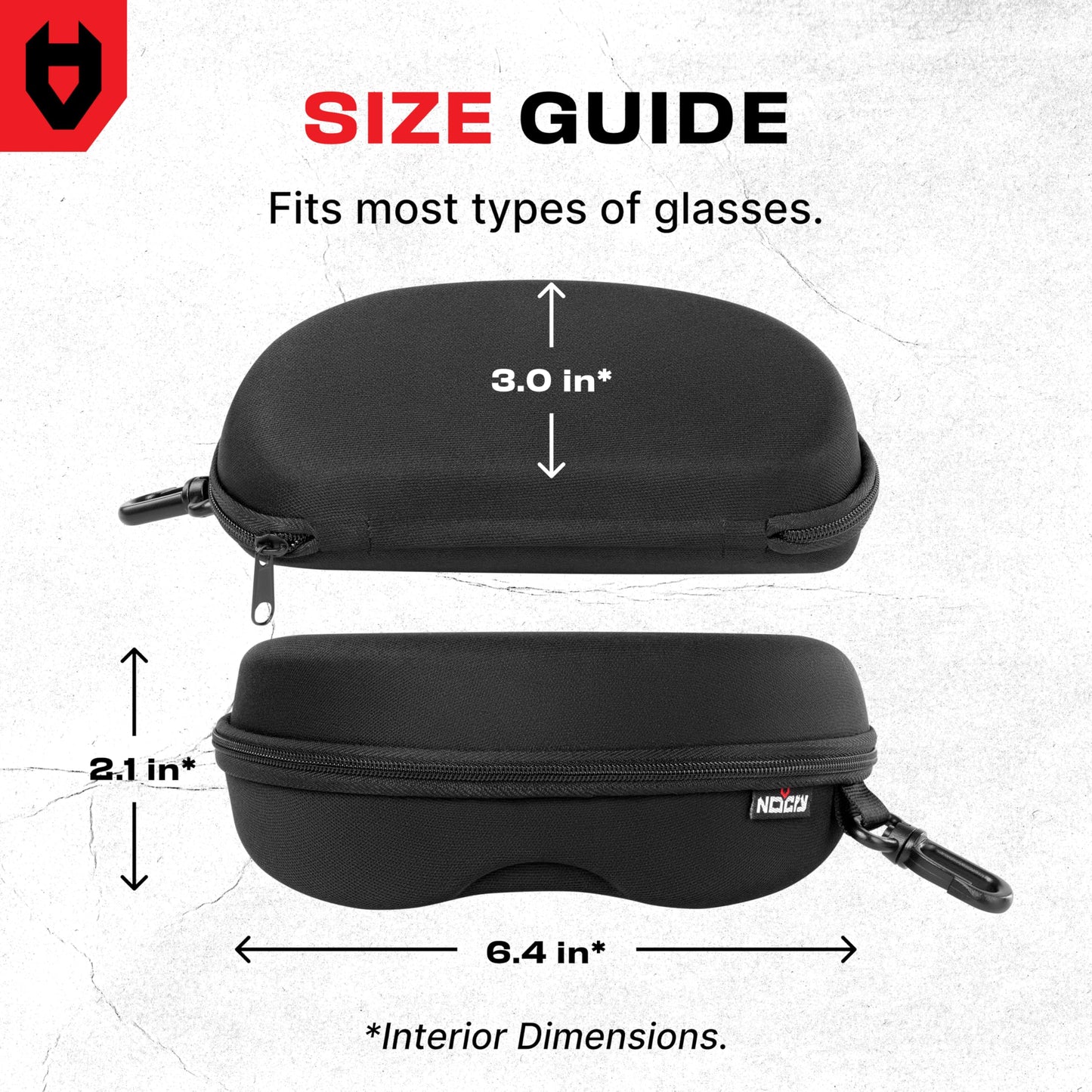 NoCry Glasses Case Hard Shell with Velvet Lining, Reinforced Zipper & Belt Clip — Protective Sunglasses or Eyeglass Case for Sunglass or Safety Glasses, Perfect Storage for Travel — For Men and Women