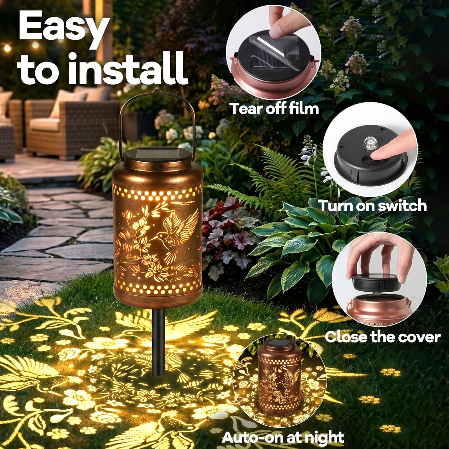 Hummingbird Solar Lanterns Outdoor Waterproof with Ground Stake - Unique Gifts for Women Mom Grandma,Birthday Gifts for Women,House Warming Gift New Home - for Garden Patio Yard Porch Lawn