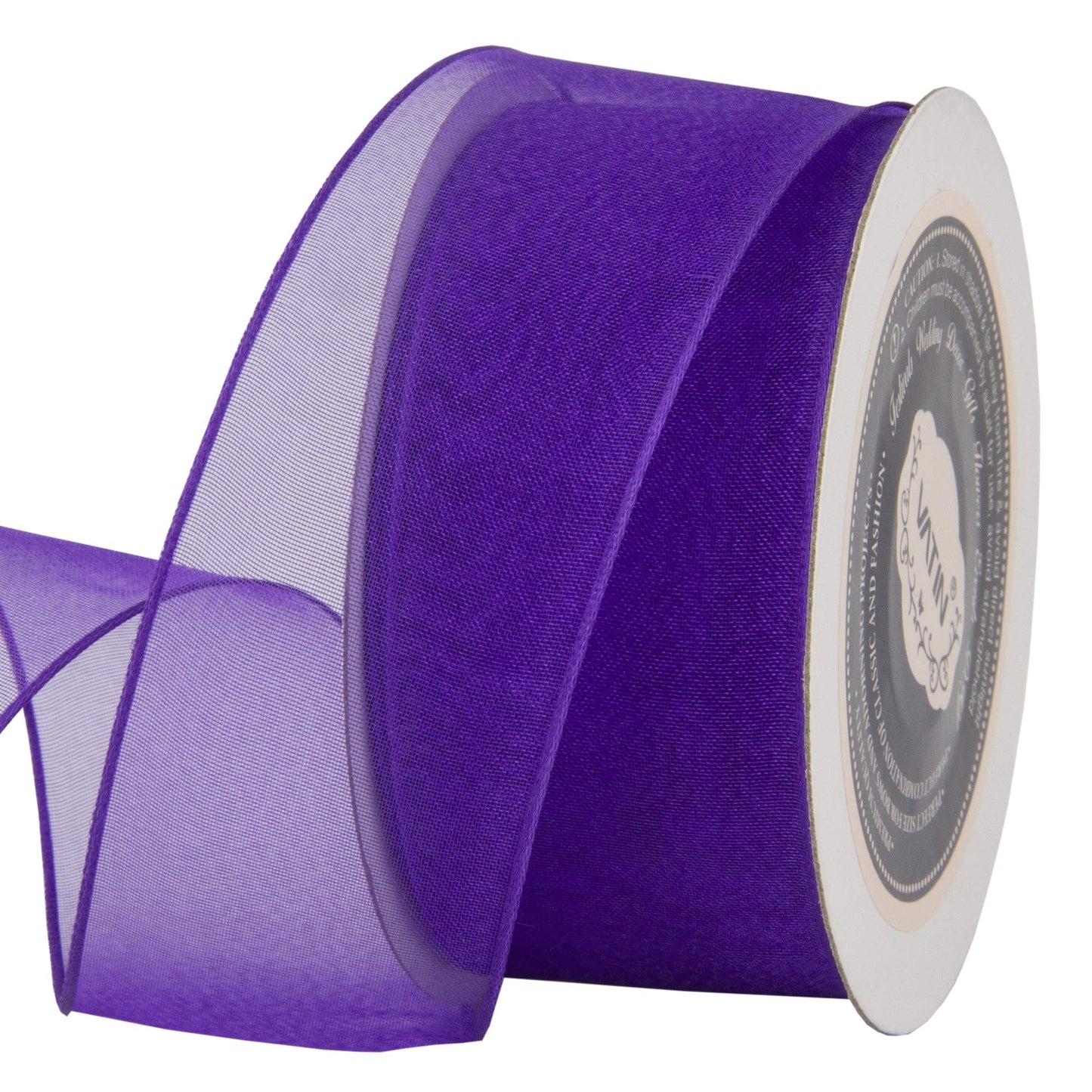 VATIN Purple Organza Wired Ribbon, 1-1/2" Purple Sheer Ribbon with Metallic Edge for Christmas Tree Decoration Gift Wrapping Wedding Crafts -25 Yards